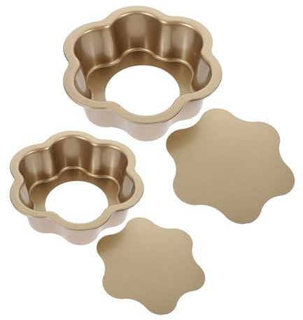 Healeved Set di Teglie per Dolci a Forma di Fiore in Metallo con Fondo Rimovibile Antiaderenti da 8 e 6 Pollici Teglie per Flan da Forno con Bordi Arrotondati per Cucina e Pasticceria
