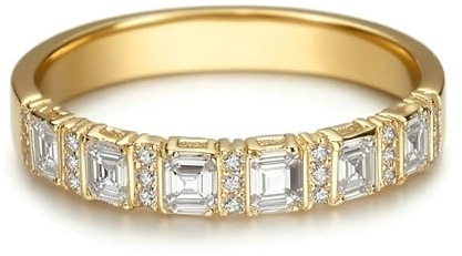 Freundschaftsringe Freundinnen, Schmuck Ringe Damen Band mit Moissanit 14K Gelbgold Größe 53 (16.9)