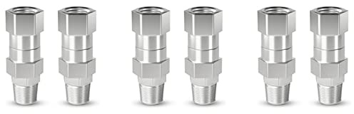 Akfldms Eslabón Giratorio para Lavador Una Presión de 6 Piezas, Racor de Rosca Macho NPT de 3/8 Pulgadas, Acero Inoxidable, Sin Pliegues En El Racor de Manguera