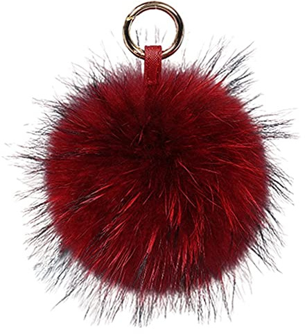 feifanshop Damen Pom Pom Bommel Anhänger Taschenanhänger Schlüsselanhänger für Handtaschen, Rückspiegel im Auto (Weinrot)