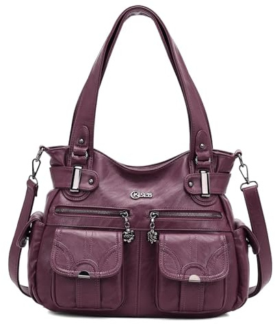KL928 Handtasche Damen Umhängetaschen große Damenhandtasche Schultertasche gemacht aus PU Leder Kunstleder Elegant Damen Tasche für Büro Schule Einkauf mit vielen fächern