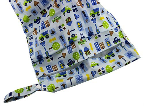 caseroxx Windeltasche/Wet Bag/Wickel Tasche mit Reißverschluss Premium 2-Pocket, Baby Strand- Badetasche Auto Muster