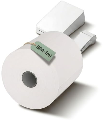 KK Verpackungen Thermorollen 57mm x 40m x 12mm | 50 x Rollen Bonrollen Ø58mm | EC-Cash Thermopapier BPA frei 55g/m² | Kassenrollen für Registrierkasse, EC-Terminals | Additionsrollen