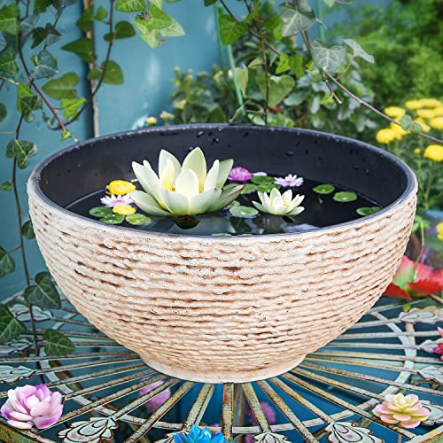 Sungmor Moderne Marmor-Textur Gartenschale – 39 cm, blau-schwarz, Harz-Blumentopf, Hydrokultur-Schüssel, Übertopf – großer Pflanzgefäß, Gartenpflanzentopf, Terrasse, Garten, Hof-Dekoration