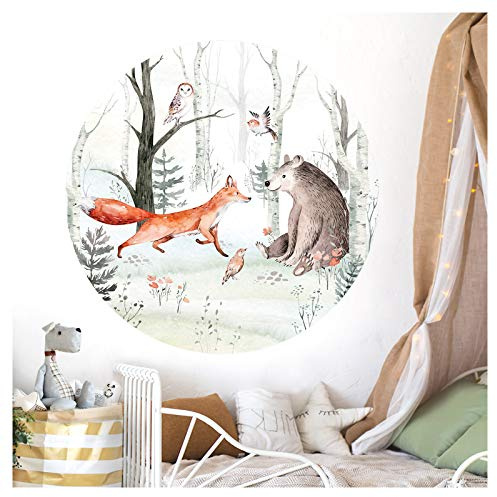 Little Deco Wandtattoo Waldtiere Fuchs Bär Eule Vögel DL556 M - 60 cm