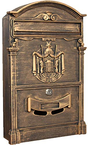 FYZS European Style Villa Mailbox Outdoor wasserdichte Briefkasten Wandbehang Kreative Mailbox Vorschlagbox Retro Mailbox Schloss (Farbe: Antikes Gold) 41x26x9cm (Color : Antique Gold)