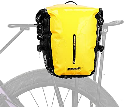 Rhinowalk Fahrrad Gepäckträgertasche Wasserdicht 7L Fahrradtasche für Gepäckträger Fahrrad Trägertasche Seitentaschen Rolltop Hinterradtasche mit Schultergurt