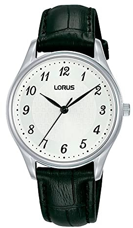 LORUS Damen Analog Quarz Uhr mit Leder und Metall Armband,Silber/Blau