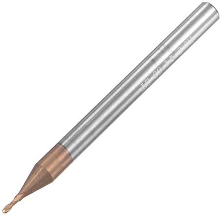 sourcing map VHM Schaftfräser 0.5 mm, 2 Zähne, Klingenlänge 2 mm AITiN-Beschichtung CNC Fräser für Edelstahl, Verbundwerkstoffe und Legierungen