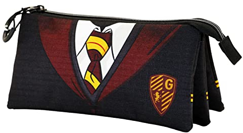 Harry Potter Uniform-Estuche Portatodo Triple ECO, Negro, 23 x 11 cm