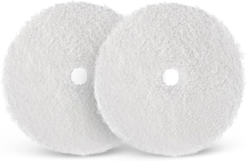 SPTA Microfiber Cutting Pads, Pads 2Pcs 5Inch 125mm Microfiber Finishing Disc Soft Wax Removal Pad for Dual Action Car Polisher Finishing Polishing Waxing -MPBFS5W-2