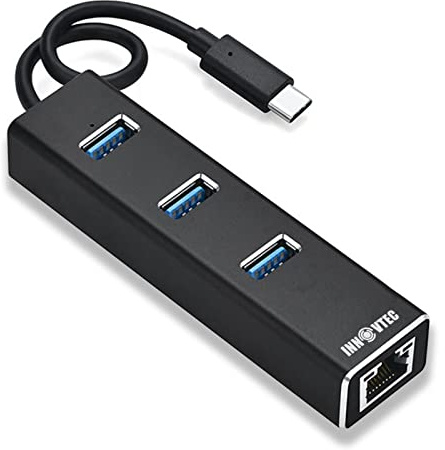 InnovTec concentrateur USB c 3.0 Bureau avec 3 Ports USB 1 Port Ethernet réseau multiprise Adaptateur Transfert de données Rapide multimédia