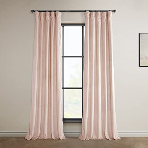 HPD Half Price Drapes Heritage Plush Velvet Curtains 108 Inches Long Room Darkening Curtains for Bedroom & Living Room 50W x 108L, (1 Panel), Light Pink