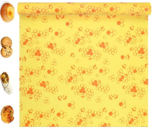 Beeswax Cloths Wax Paper 35 x 100 cm Natural Biodegradable Cling Film Bees Wax Paper for Food Storage Oilcloth Reusable Beeswax Roll Flexible Cut to Size