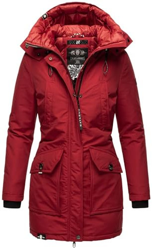 Navahoo Damen Winter Parka Jacke mit Stehkragen und Kapuze gefüttert B923 [B923-Blizzard-Blood-Gr.S]
