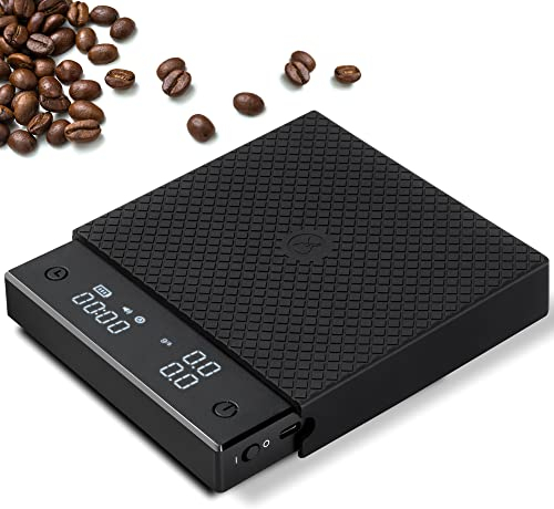 TIMEMORE Exklusiv - Black Mirror Basic PRO Kaffeewaage mit Timer, Durchflussmessung, Digitale Kaffeewaage mit 0,1g präziser Graduierung, Espresso waage, Küchenwaage 2000 Gramm, Schwarz