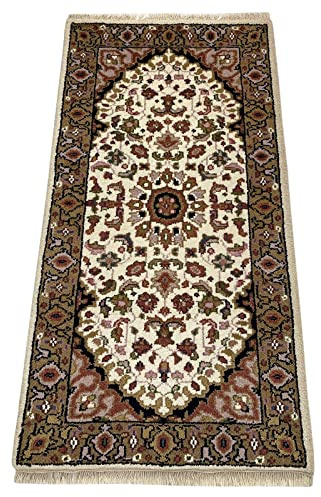 WAWA TEPPICH Orientteppich Beige 70 x 140 cm Wolle handgeknüpft | Handgefertigter Wohnakzent mit natürliche Haptik und wohnlicher Charakter – individuell, vielseitig und stilvoll kombinierbar