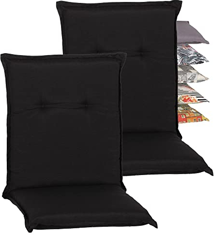 Beo Niedriglehner Auflagen 2er Set Wasserabweisend Turin | Made in EU Premium-Qualität | Gartenstuhlauflage UV-beständig und waschbar | Atmungsaktive Stuhlauflage Niedriglehner in Anthrazit