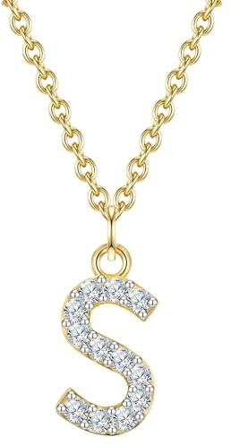 GLANZSTÜCKE MÜNCHEN Damen Kette Buchstabe S aus 925/- Sterling Silber mit Zirkonia