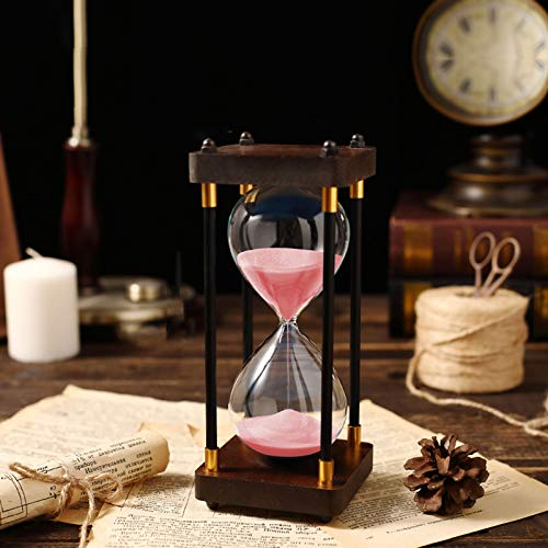 BOSUGE,Kinder Sanduhr Sanduhr Dekoration Sanduhr 15 Minuten Retro Sanduhr Timer Esszimmer Wohnzimmer Schrank Büro Schreibtisch Schlafzimmer Party Urlaub Sanduhr Timer (Color : Pink Sand, Size : 45 m