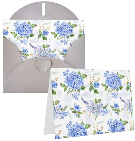Hortensie Aquarell-Geburtstagskarten mit Umschlägen, Notizkarten für alle Anlässe, inklusive Grußkarte, Blanko-Karten, Trauerkarten, Thinking Of You Karten