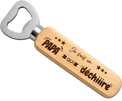 ERNESTINE - Décapsuleur Papa je t'aime - cadeau fête des pères et fête des grands pères - cadeau papa accessoire homme - porte clefs personnalisable famille - cadeaux homme anniversaire Noël naissance