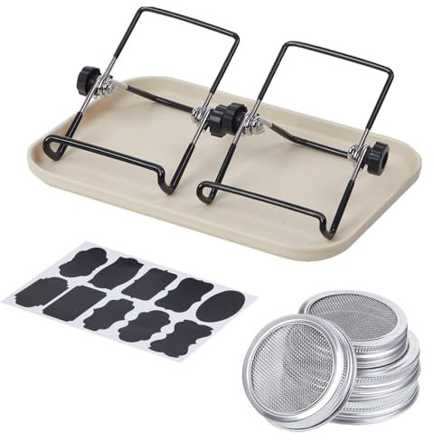 Samensprossen-Set – Einmachglas-Keimungssets, Samensprossen-Mason-Set | Keimglasdeckel aus Edelstahl und 2 Ständer, Keimglas-Set für Grow Sprouts Alfalfa-Brokkoli-Bohnensalat