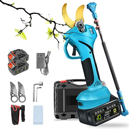 CCYENG Sécateur électrique Professionnel sans Fil avec Perche d'extension, sécateur électrique de 40 mm/1,57 Pouces alimenté par Batterie, Ciseaux à Branches d'arbre p