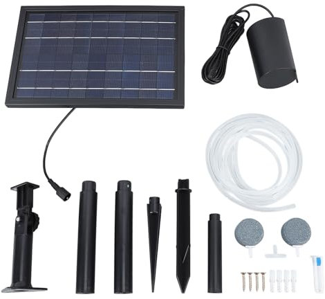Fabater Aérateur Solaire D'étang, Pompe à Oxygène Solaire 8 W, Pompe à Air Solaire 3 Modes de Fonctionnement avec Batterie 2400 MAh pour Petit étang à Poissons, Réservoir de Stockage,