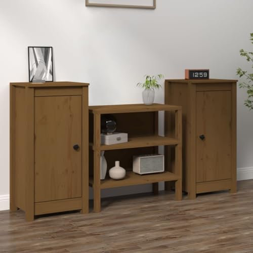 LIANGDONFC kommode mit schubladen、kommode mit schubladenSideboards 2 STK. Honigbraun 40x35x80 cm Massivholz KieferGeeignet für Foyer, Küche