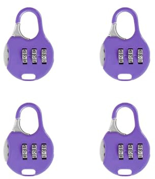 Confezione da 4 lucchetti con combinazione a 3 cifre, per bagagli da viaggio, con codici per armadietti, armadietti, valigie (viola)