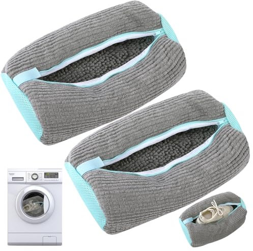 Lvefyti 2 Stück Schuhwaschbeutel Waschmaschine,Wiederverwendbarer Schuhbeutel Waschmaschine,Sneaker Waschbeutel mit Reißverschluss,Waschmaschine Wäschenetz Schuhe