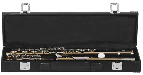 Schülerflöte Professionelle 16 Geschlossene Offene Löcher C-Flöte Professionelle Querflöte Musikinstrument Anfänger(Gold)