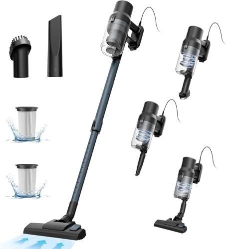 SINCHEREU Corded Vacuum Cleaner, 6-in-1 Handheld Stick Vacuum,21Kpa/600W/1L, 5 Metre Cable, Lightweight Vacuum for Floors, Pet Hair, Carpets