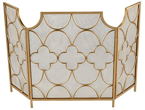 Schermi Decorativi Griglia per Camino Griglia per Camino 3 Pannelli Parascintille Design Decorativo Copertura Protettiva per Scintille Accessori per Camini da Interni in Ferro Battuto Caminetto