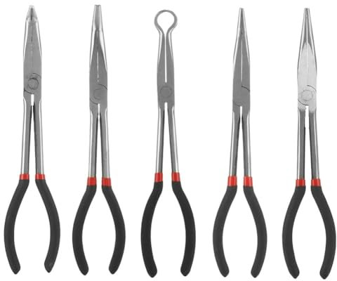 Huudngeje Long Needle Nose Pliers Set, 5 In1 11 Inch Spark Plug Wire Removal Tool - Bent Needle Nose Pliers 90 45 25 Degree