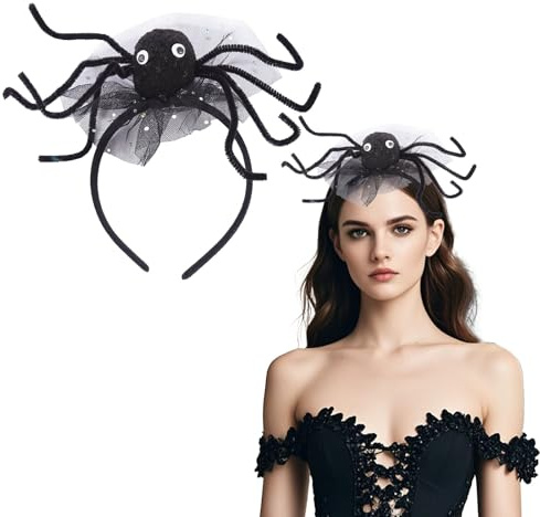 Lufdegim Spinnen Haarreif, Haarband Spinne, Halloween Stirnband Kopfschmuck Spinnen Haarschmuck Kostüm Accessoires für Fasching Karneval Maskerade Cosplay Dekoration