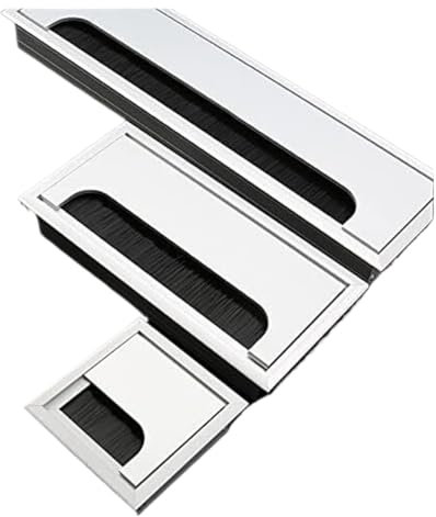 Desk Grommet,Desk Cable Grommet Aluminum Alloy Rectangular Desk Cable Grommets Wire Hole Cover Cable Outlet Port Surface Table Cable Hole Furniture Hardware(Silver,100x100mm)