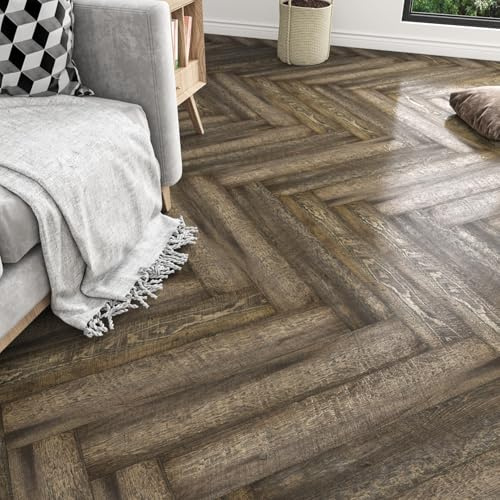 LaCheery 90cm x 15cm Suelo Vinilico Autoadhesivo Madera Suelo Vinilo Autoadhesivo Marron Cocina Baño Lavable Suelos Adhesivos Madera Roble Viejo para Oficina Baldosa Adhesiva Suelos 18 Piezas