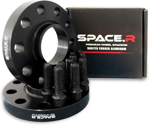 SPACE.R 1 Pair of 15mm Hubcentric Wheel Spacers Compatible with Mercedes C Class W205 | E Class W212 W213 | C63 AMG | Includes M14x1.5 Extended Black Radius Bolts | 5x112 | 66.6 Centre Bore