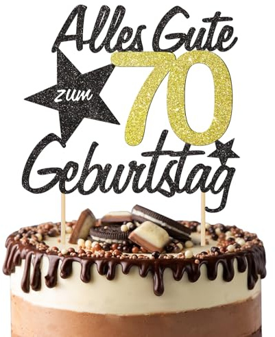 BOOMTOP Torten Deko 70 Geburtstag Alles Gute zum Geburtstag 70 Jahre Tortendeko Happy 70th Birthday Cake Topper Kuchen Topper Kuchendeko 70 Geburstagstorte Deko für Männer Frauen Opa Oma Papa Mama