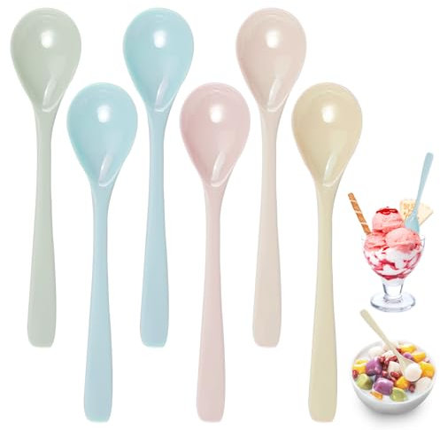 6er Set Melamin Löffel Lang,16 x 3,4 cm/6.3 x 1.34 in Eierlöffel Kunststoff Bunt,Imitation Porzellan Plastik Löffel,BPA-Free,Fall- und stoßfest,Spülmaschinenfest,für Marmelade,Joghurt,Kaffee Getränke