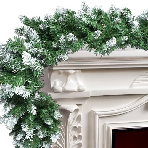270 cm (9ft) Snow Tipped Green Garland Christmas for Home Decoration, Artificial Garlands for Xmas Tree Stairs Fireplaces Garden Decor, Mantelpiece Christmas Decoration