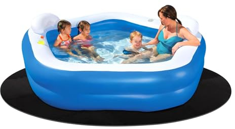 Whirlpool Matte, Whirlpool Outdoor Interlocking Hot Tub Matte, Rund Anti-Rutsch Wasserdichtes Pool Unterlage, Whirlpool Schutzmatte, Poolmatten Bodenmatte, 196 * 196 * 0.6cm (Schwarz)