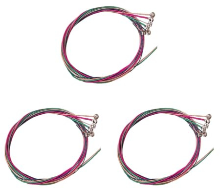 Msagkah 3 juegos de 6 cuerdas para guitarra acústica, acero inoxidable, repuesto para guitarra acústica (multicolor)