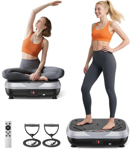 Vibration Plate Exercise Machine Weight Loss, Whole Body Workout Vibration Plate Lymphatic Drainage, 120 Adjustable Speeds, Built-in Bluetooth Speaker 330 Lbs Capacity for Shaping Wellness Home Office
