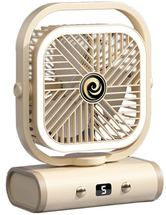 Ventilador de refrigeración – Pequeño ventilador portátil | Enfriador de aire personal recargable, escritorio de 5 velocidades silencioso con luz nocturna, ángulo ajustable para montaje en pared de