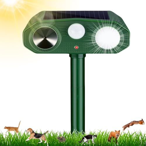Ahuyentador de gatos por ultrasonido, 3 modos solares, ahuyentador de gatos, ultrasonido, ahuyentador de martas con detector de movimiento para gatos, perros, ratones, pájaros, martas