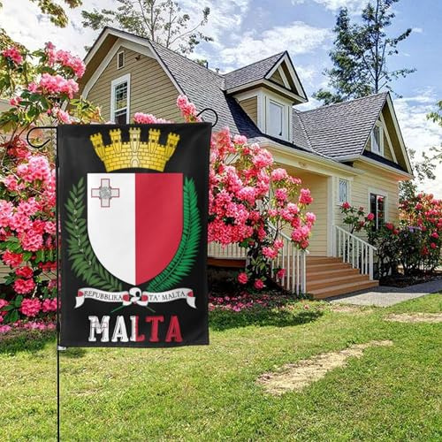 Bandiera da giardino bifacciale con stemma di Malta, decorazione per esterni da 28x40 pollici