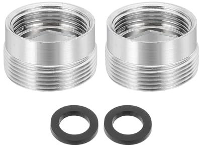 sourcing map 2Pcs Faucet Aerator Adapter, M18 Female to M22 Male with Washer, 13mm Length